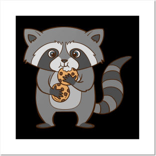 A cute raccoon eats cookies. Posters and Art